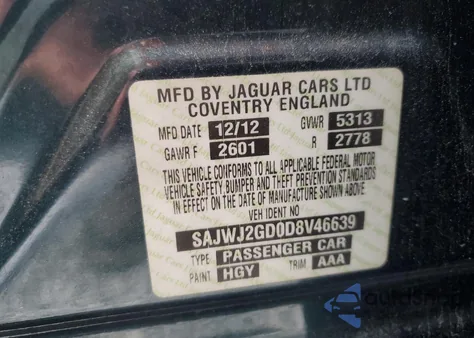 2013 Jaguar Xjl Portfolio z USA, uszkodzony, nr VIN SAJWJ2GD0D8V46639